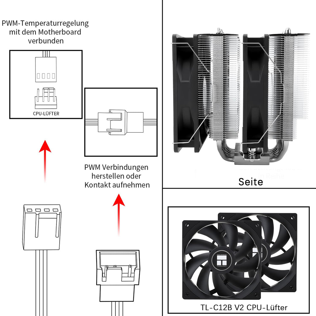 TR-Thermalright Phantom Spirit 120 SE ARGB CPU Kühler, Doppelturm med 7 värmepipor, dubbel TL-C12B V2 PWM-kabel, för AM5/AM4, Intel lga1851/1700/115x/1200,154 mm, hög dator, Kühlung