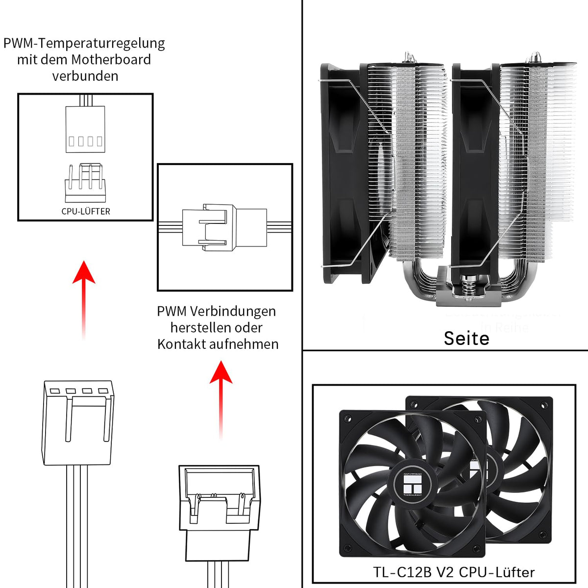 TR-Thermalright Phantom Spirit 120 SE ARGB CPU Kühler, Doppelturm med 7 värmepipor, dubbel TL-C12B V2 PWM-kabel, för AM5/AM4, Intel lga1851/1700/115x/1200,154 mm, hög dator, Kühlung