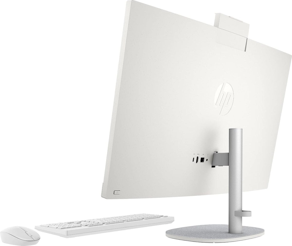 HP 27-cr0008ss - 27-tums dator med trådlös kamera, tangentbord och mus (AMD Ryzen 5 7520U, 16 GB RAM, 512 SSD, AMD Radeon Graphics, utan operativsystem) vitt – QWERTY-tangentbord spanskt