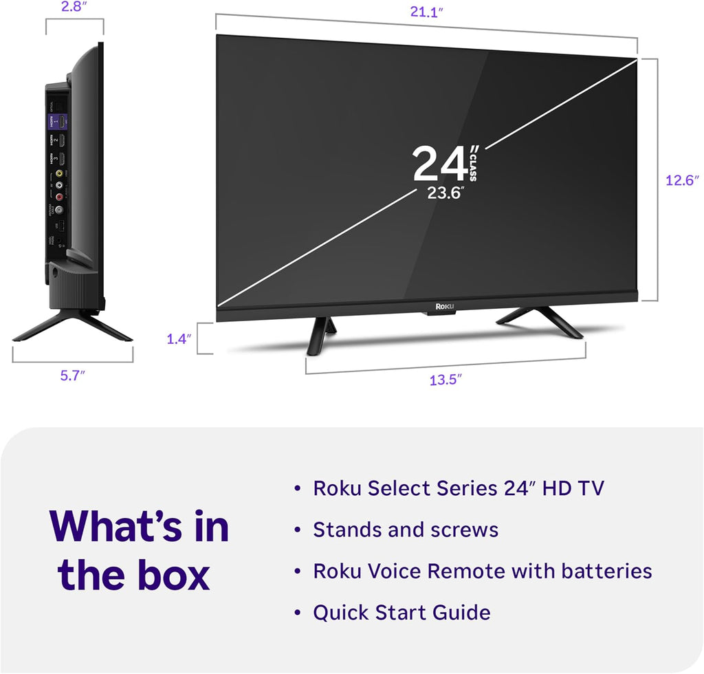 Roku 24-Inch Select Series Smart TV 2026-720p HD TV - RokuTV
