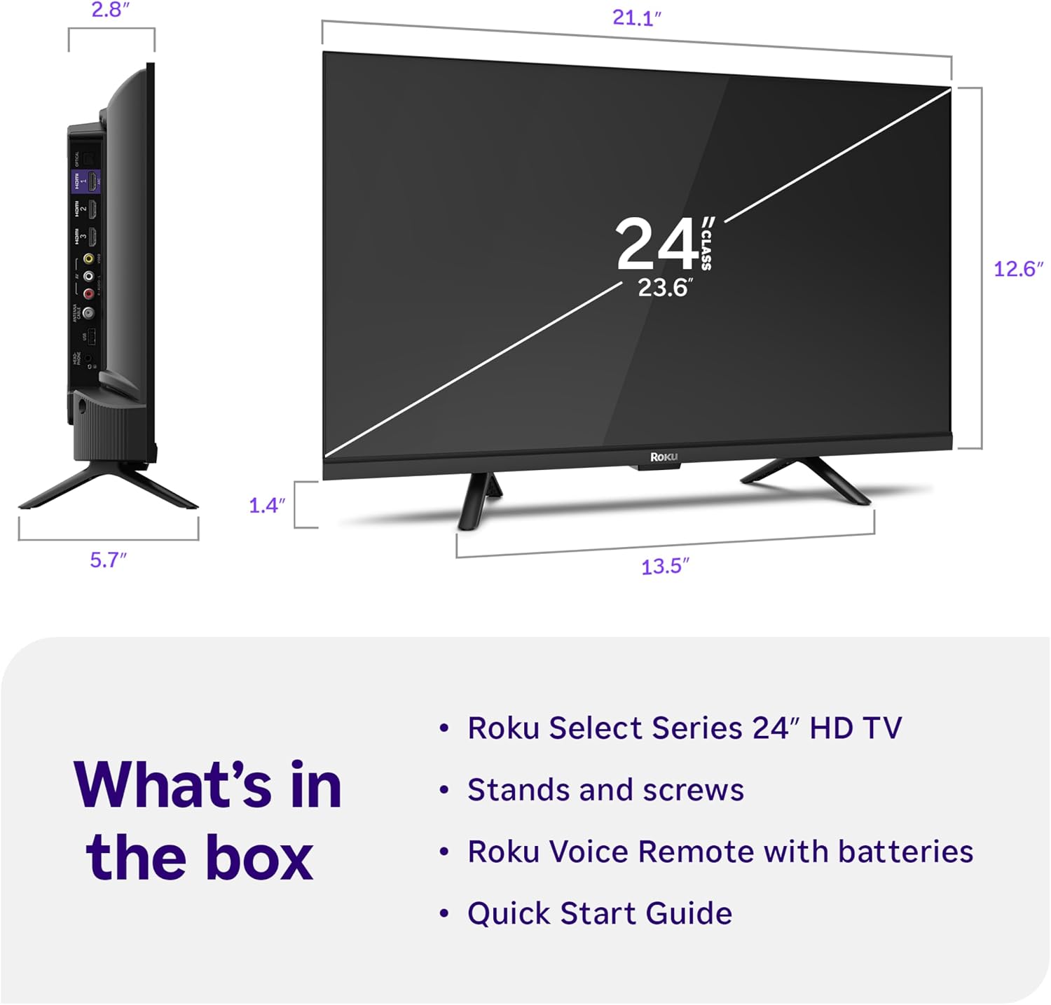 Roku 24-Inch Select Series Smart TV 2026-720p HD TV - RokuTV