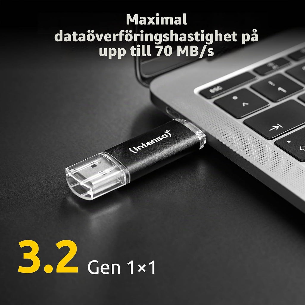 Intenso Twist Line Dual USB-minne 5 x 32 GB – Super Speed USB 3.2 Gen 1 x 1 med upp till 70 MB/s, USB-C och USB-A, antracit