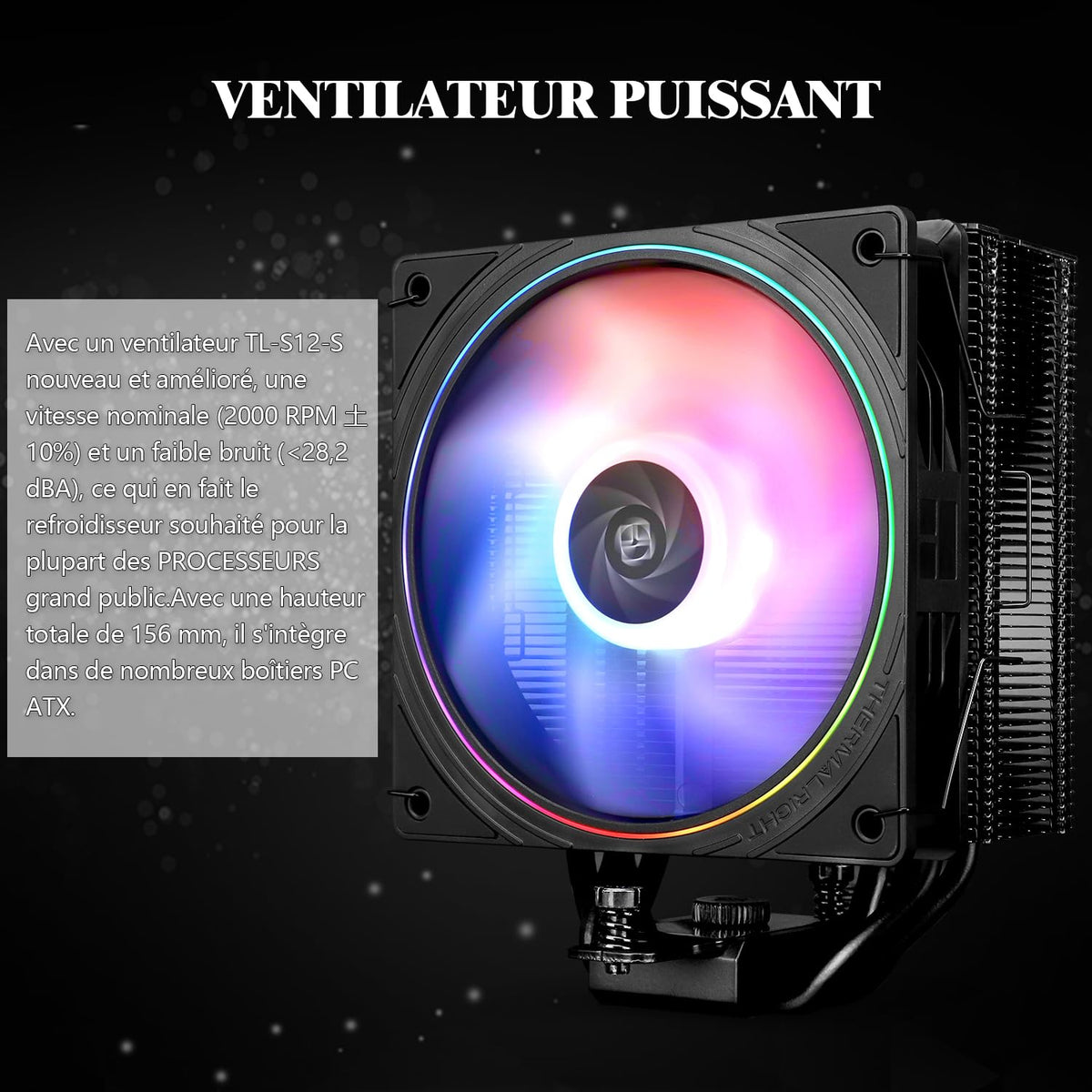TR Assassin Spirit 120 EVO CPU-kylare, svart 120 mm PWM tyst fläkt, ARGB CPU Air Cooler, AGHP 4:e teknik, stöder Intel lga1700/1150/1151/1200, AMD AM4 AM5, guldkylare