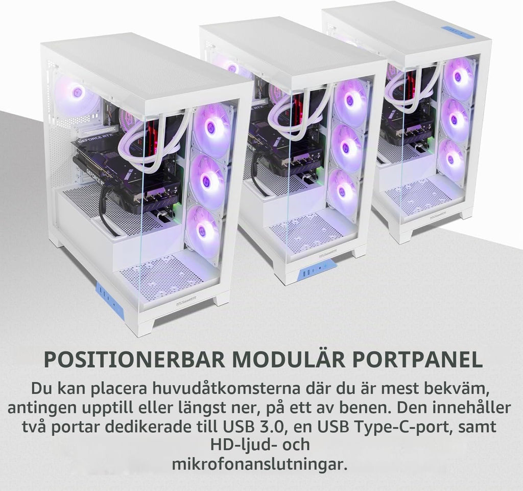 NOX XTREME PRODUCTS Hummer Galaxy - Datorchassi, Ramlöst Härdat Glas, 4x 120mm PWM Fläktar, Plats för 10 Fläktar, USB-C och USB 3.0, ARGB Hub Controller, ATX/M-ATX/ITX, Svart