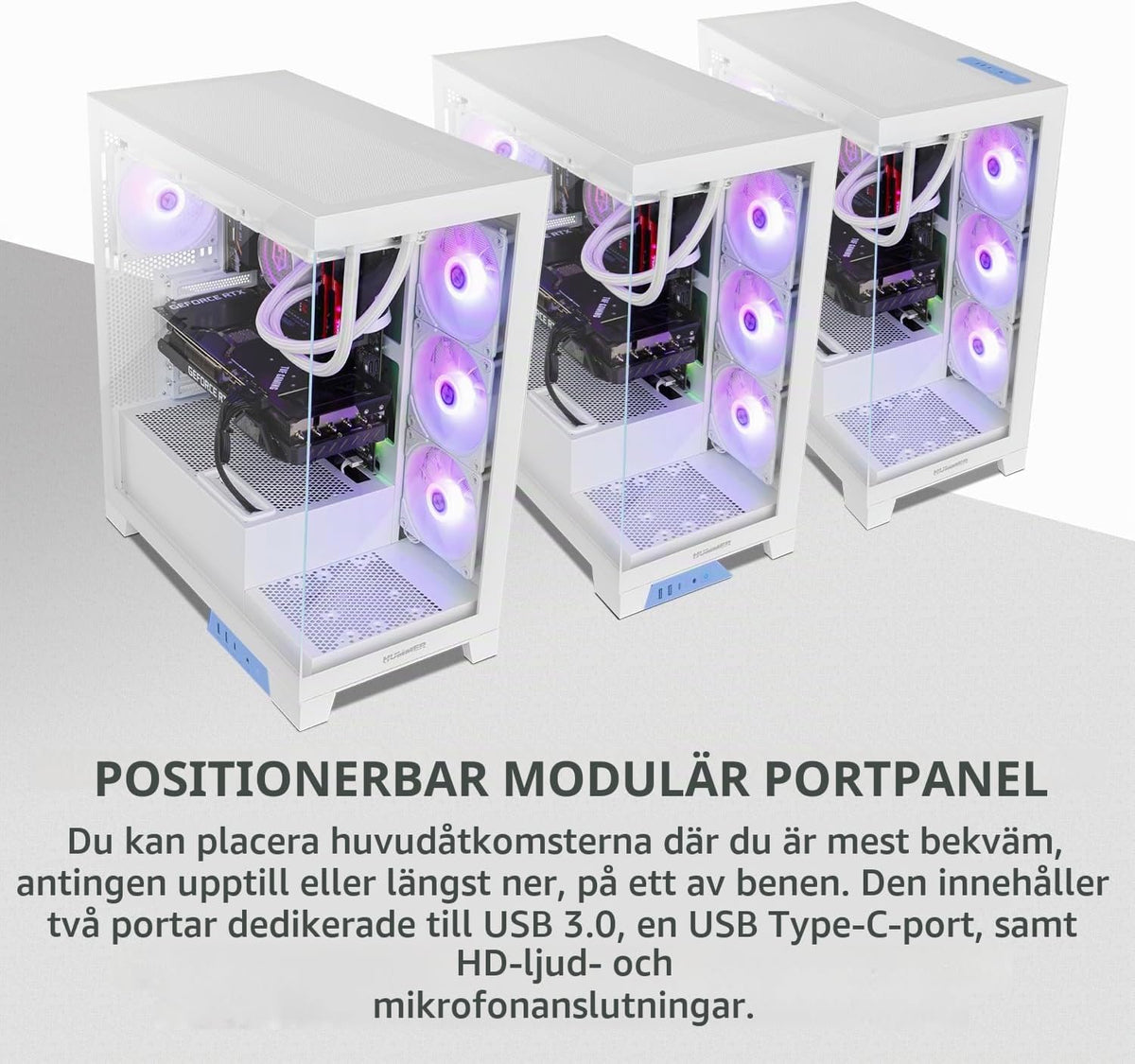 NOX XTREME PRODUCTS Hummer Galaxy - Datorchassi, Ramlöst Härdat Glas, 4x 120mm PWM Fläktar, Plats för 10 Fläktar, USB-C och USB 3.0, ARGB Hub Controller, ATX/M-ATX/ITX, Svart