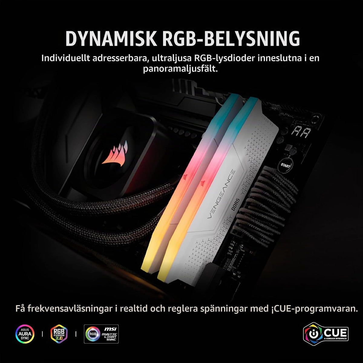 CORSAIR VENGEANCE RGB RS DDR5 64GB (2x32GB) Upp Till 6000MHz AMD INTEL RAM