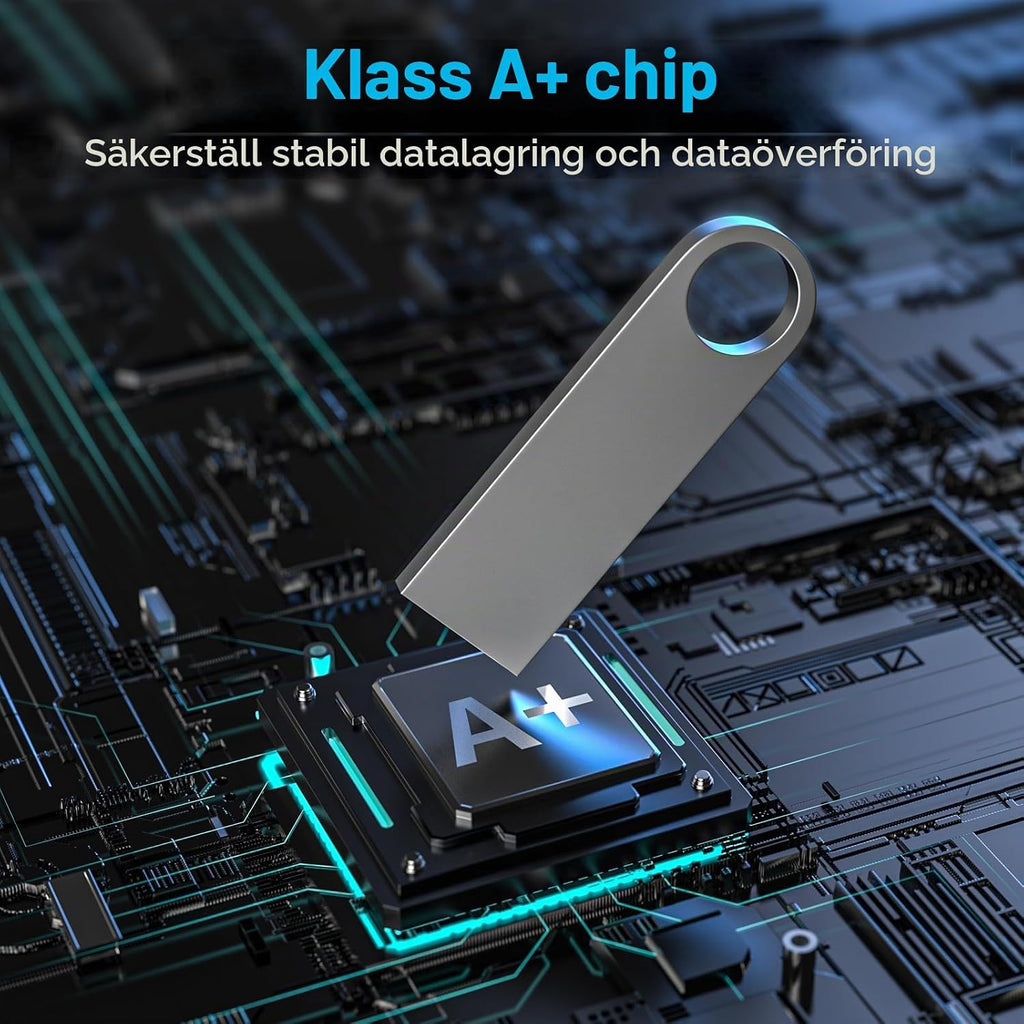 USB-minne 8 GB 10 stycken, ABLAZE mini minne minne vattentät 8 GB USB-sticks metall 10-pack för bärbar dator, dator, TV, bil