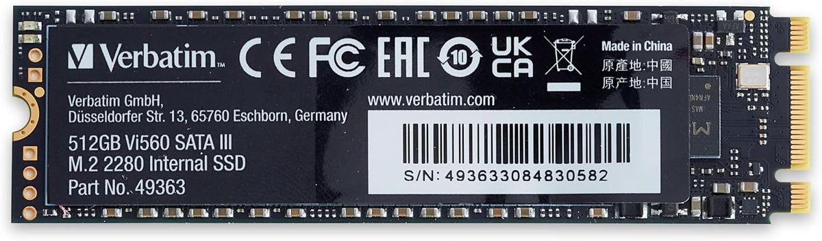 Verbatim Vi560 S3 SSD, intern SSD-enhet med 2 TB datalagring, Solid State Drive med SATA III M.2 2280 och 3D NAND-teknik, svart, perfekt för bärbar dator och Ultrabook