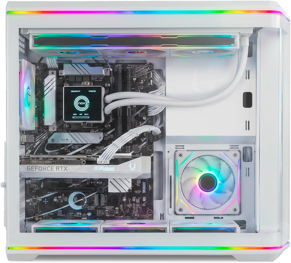 NOX XTREME PRODUCTS Hummer Galaxy - Datorchassi, Ramlöst Härdat Glas, 4x 120mm PWM Fläktar, Plats för 10 Fläktar, USB-C och USB 3.0, ARGB Hub Controller, ATX/M-ATX/ITX, Svart