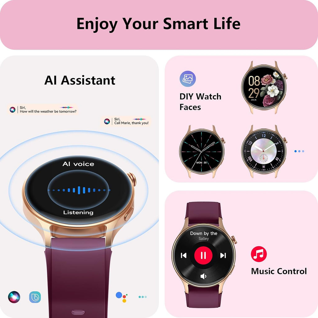 Smart Watch for Men Women, Answer/Make Call, AMOLED Ultra-Clear Screen Activity Trackers with Heart Rate/Sleep/Step Monitor, Smartwatch for iPhone/Samsung/Android, 110+ Sport Modes, 3ATM Waterproof