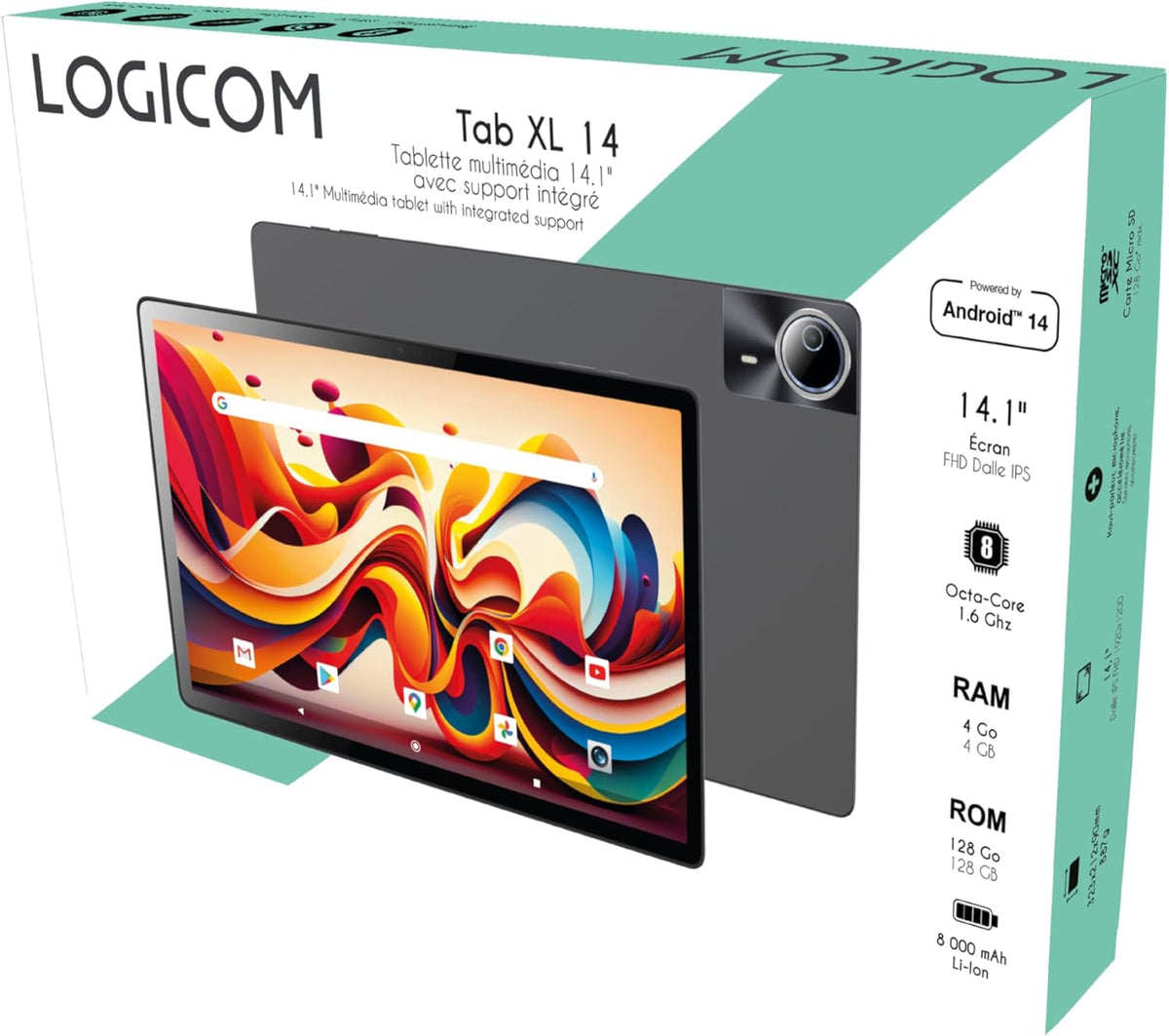 Logicom Tab XXL 14 – Android 15 surfplatta på 14 tum – Octa-Core 1,6 Ghz