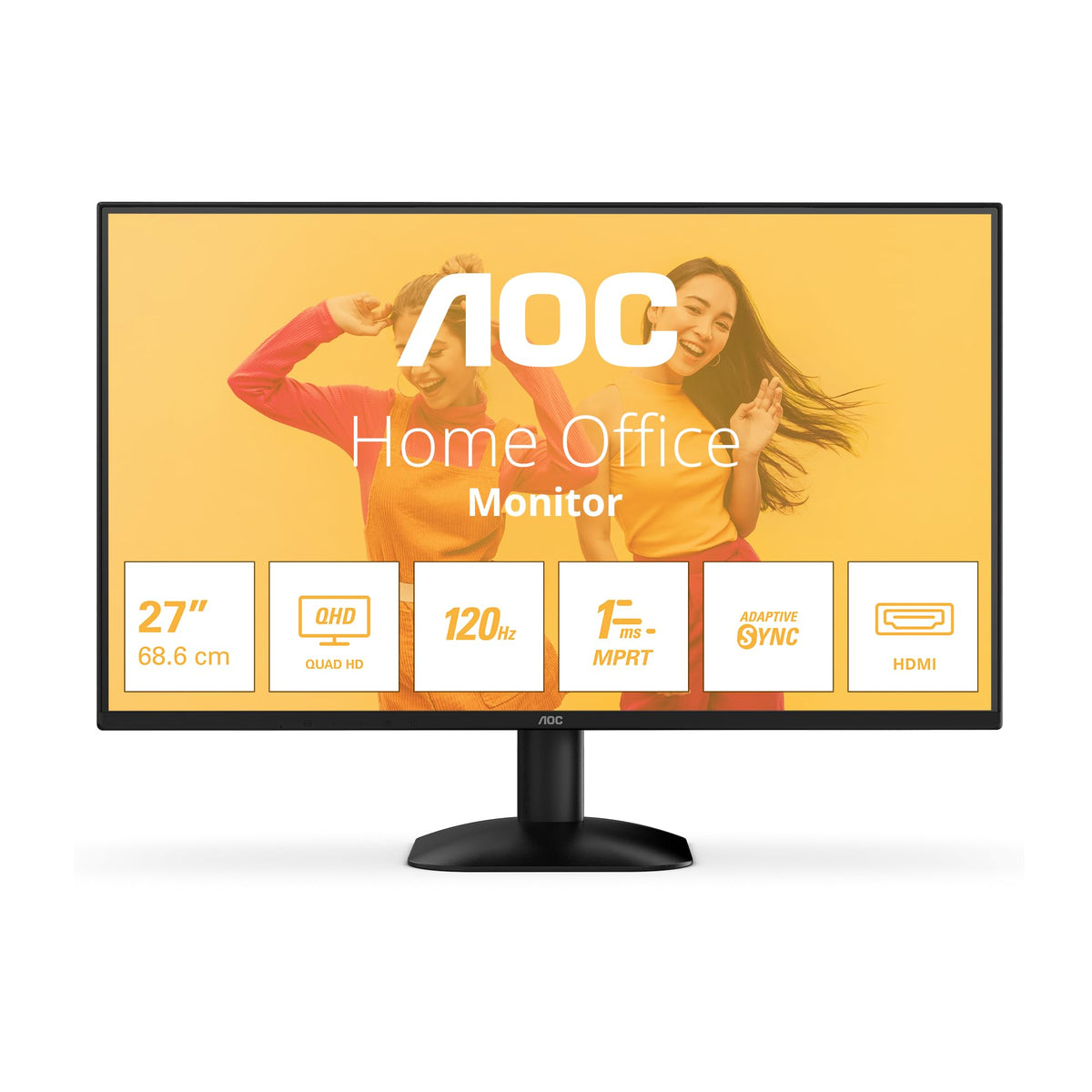 AOC 27B3HA2 - 27 Inch FHD Monitor, 100Hz, IPS, 1ms, FlickerFree, Speakers, 3 sided Frameless, LowBlue Light (1920 x 1080, 250 cd/m2, HDMI 2.0 / DP 1.4)
