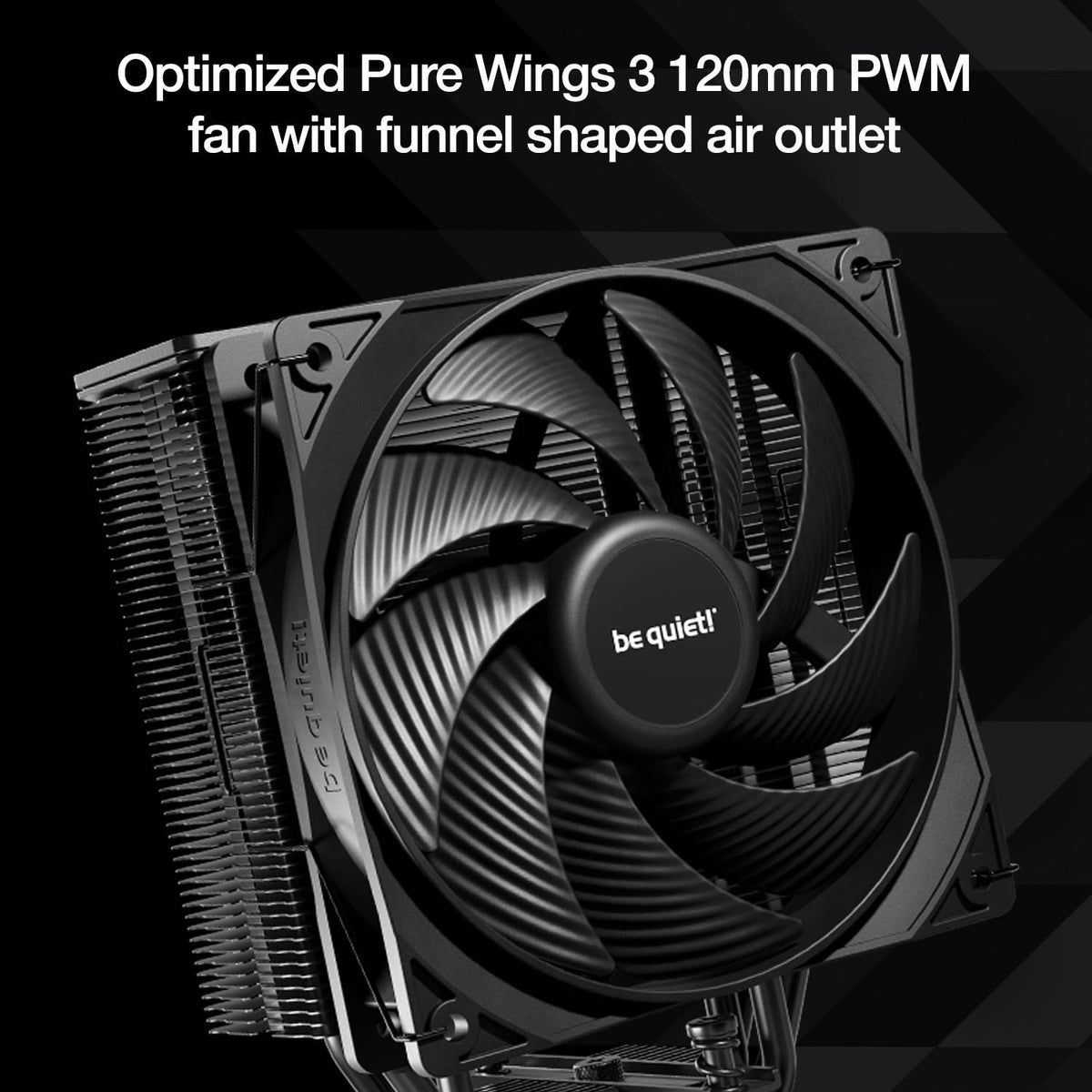 be quiet! Pure Rock 3 Black luftkylare, mycket hög kylprestanda, 4 högpresterande heatpipes med HDT-teknik, optimerad Pure Wings 3 120 mm PWM-fläkt, förinstallerad monteringsbrygga
