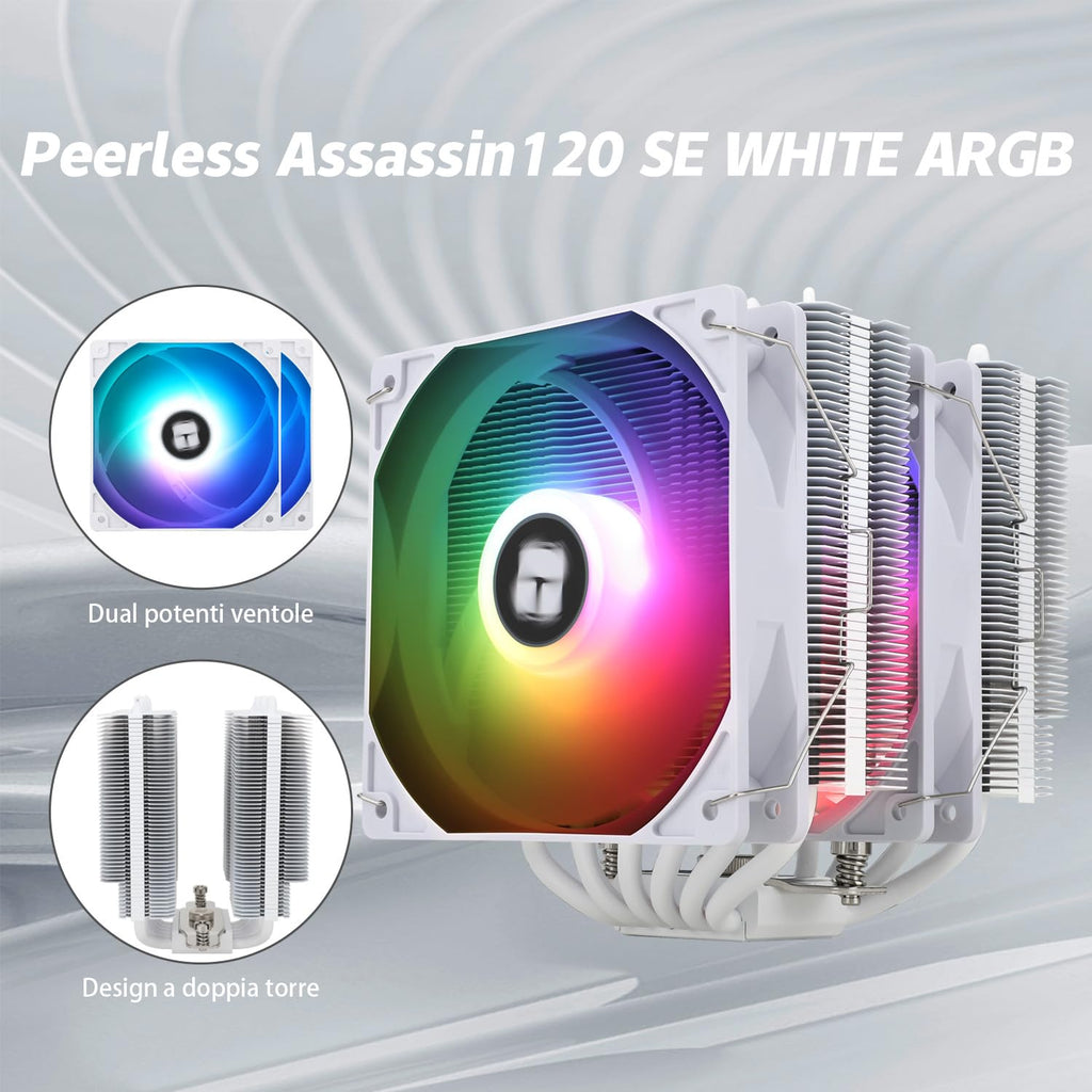 TR Peerless Assassin 120 SE svart, 6 värmerör, 2 x 155 mm, hög kylning PWM TL-C12C för AM4/AM5 och Intel LGA 1851/1700/1150/1151/1200 (svart, PA120SE)