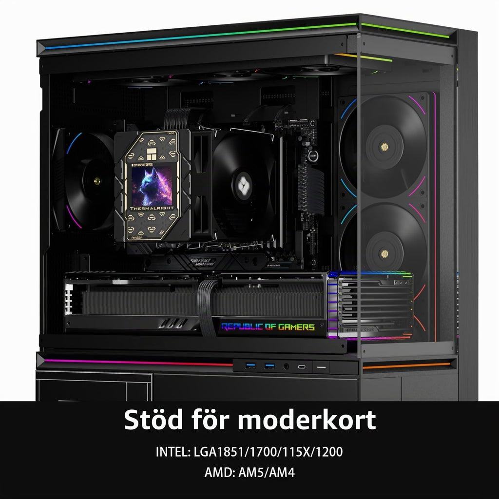 Thermalright Peerless Assassin 120 Vision ARGB svart CPU-kylare, PC-kylning med 6 värmerör, 2,8-tums magnetisk skärm (320 x 240 upplösning), för AMD AM4/AM5 och Intel LGA1700/1851