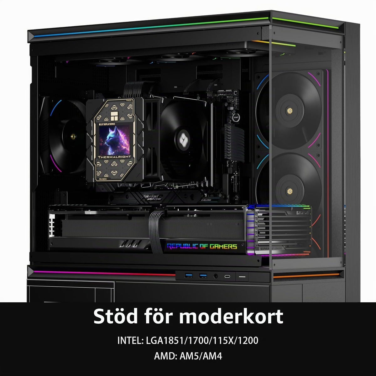 Thermalright Peerless Assassin 120 Vision ARGB svart CPU-kylare, PC-kylning med 6 värmerör, 2,8-tums magnetisk skärm (320 x 240 upplösning), för AMD AM4/AM5 och Intel LGA1700/1851