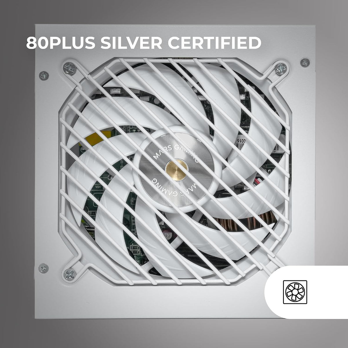Mars Gaming MPZE750SI, ATX Nätaggregat 750W, 10 Års Garanti, 80 Plus Silver, +87% Effektivitet, AI2-RPM, DC-DC och SMD Tekniker, Aktiv PFC, Japanska Toshin Kyogo Kondensatorer 105º, Vit