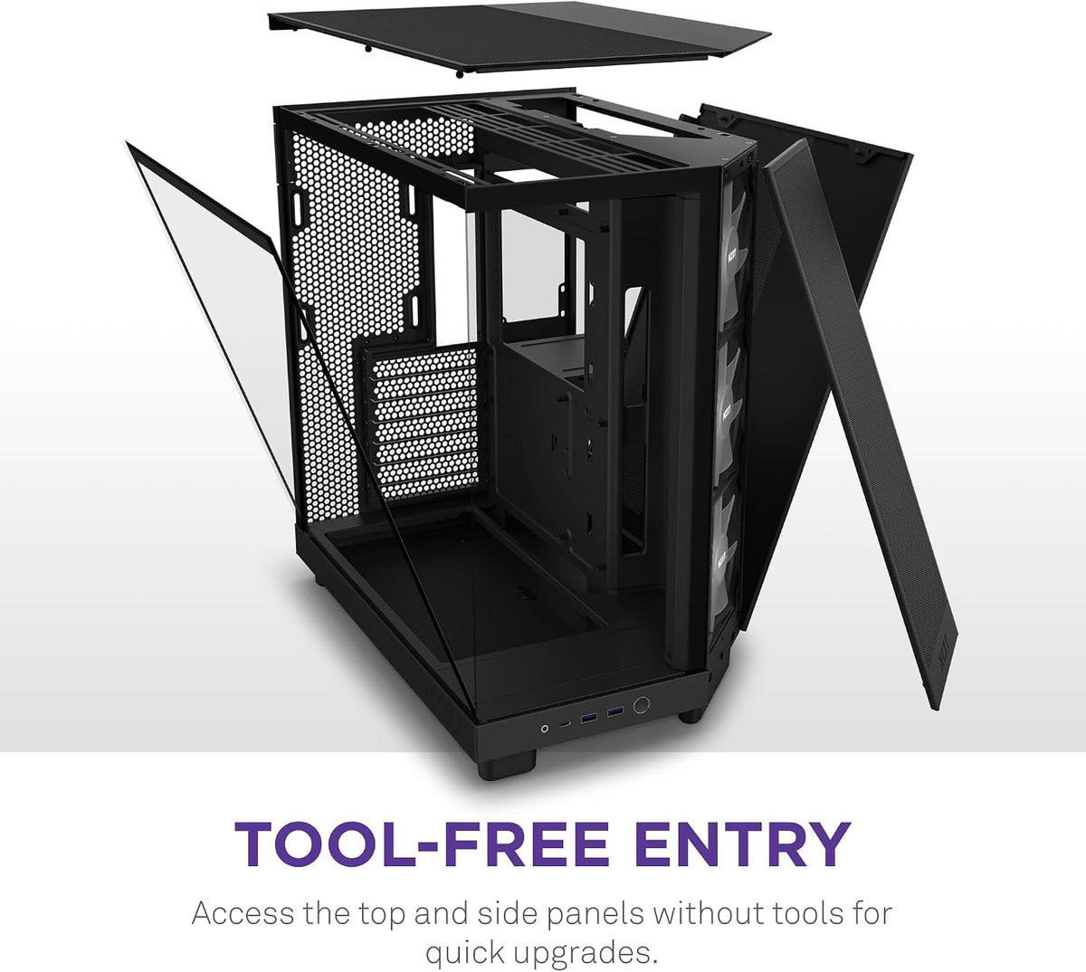 NZXT H6 RGB+ - Kompakt Dubbelkammare ATX PC-chassi - Vit