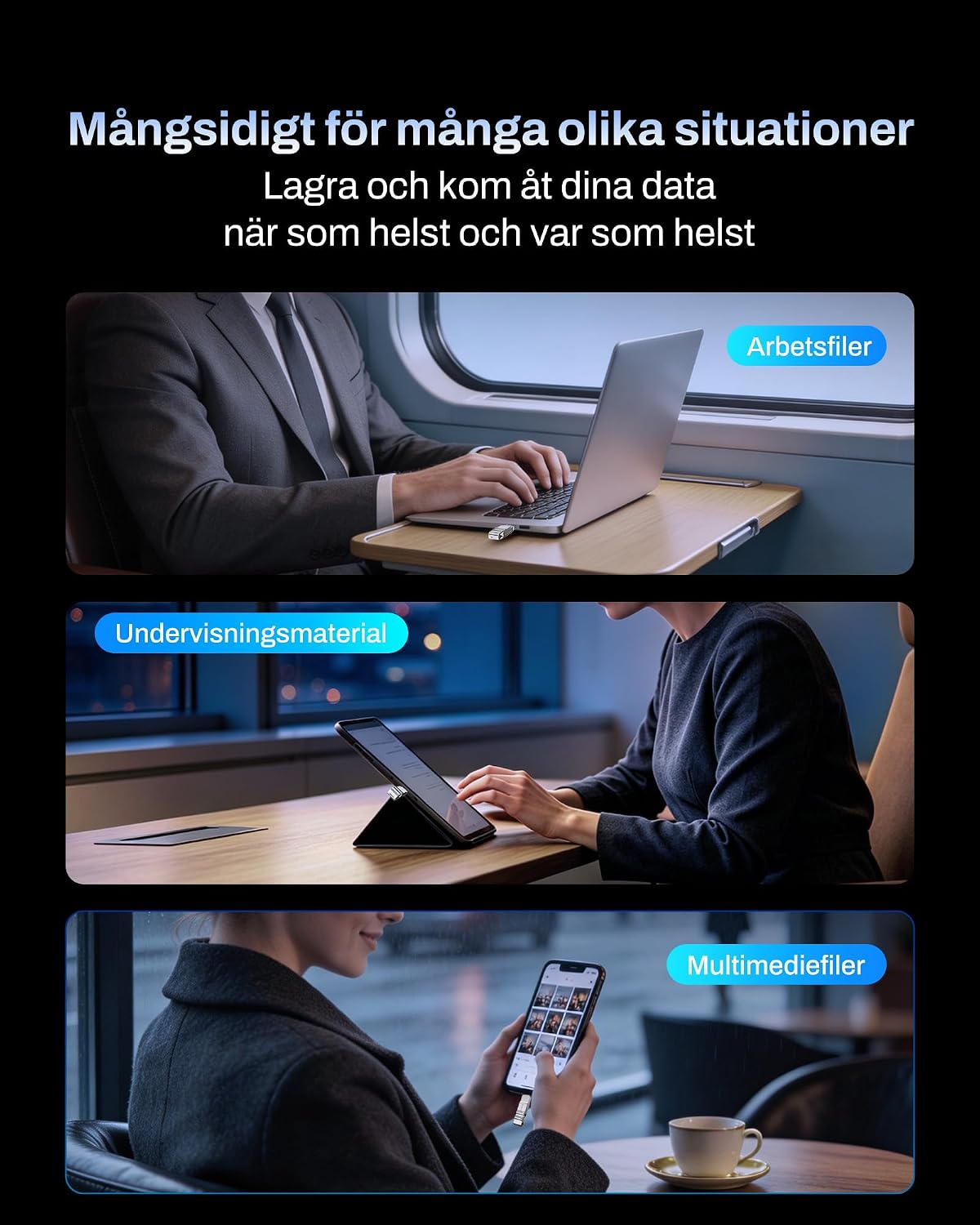 Biwin UD150 USB-minne 3.0 128 GB, USB-minne med överföringshastigheter på upp till 150 MB/s, Dural-Port USB Type-C till Type-A USB-minne