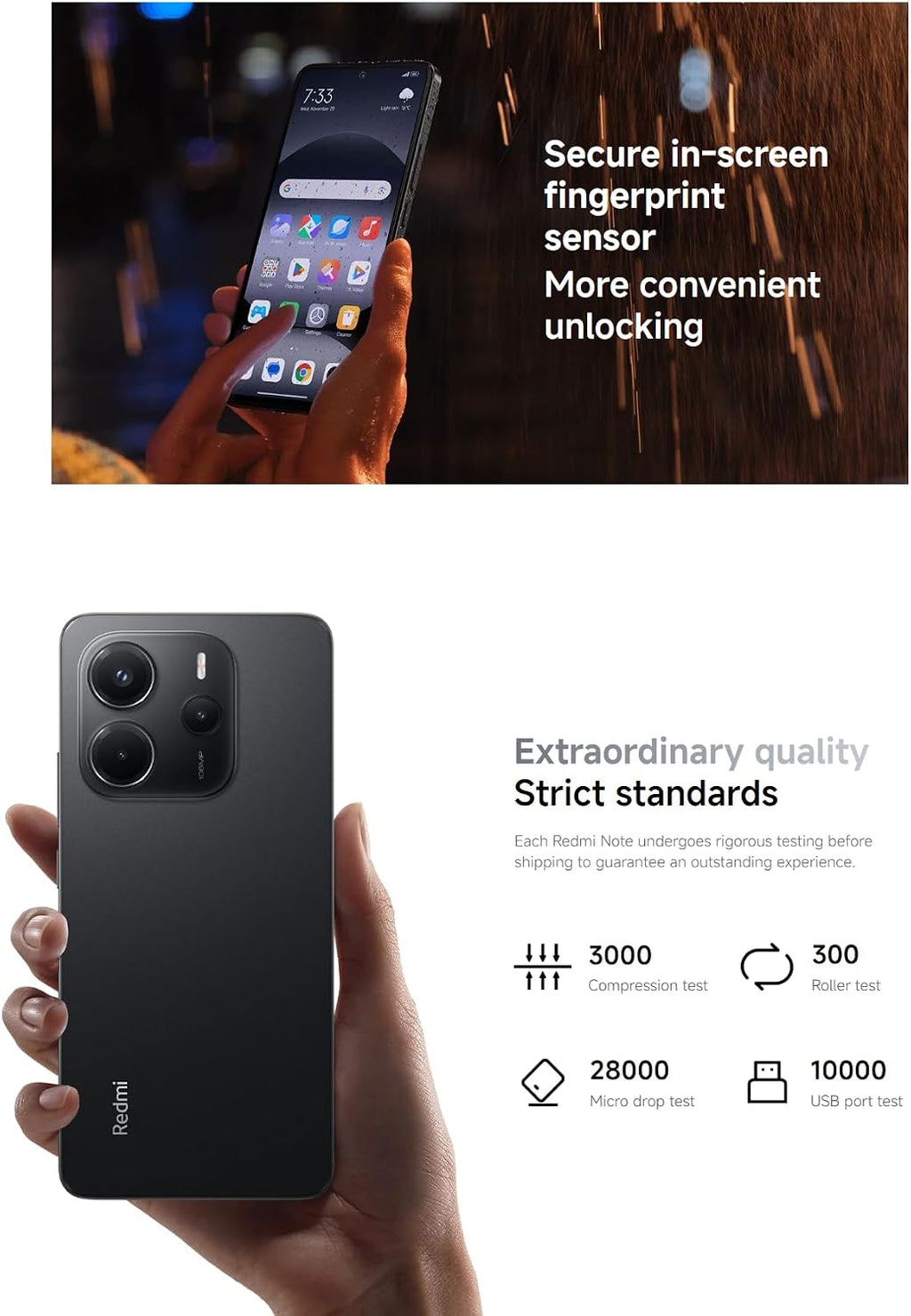 Xiaomi Redmi Note 14 5G Smartphone, 8+256 GB, lila, 108 MP AI-kamerasystem, 5 500 mAh batteri, 120 Hz ögonvårdsdisplay, AI-funktioner (laddare ingår inte)
