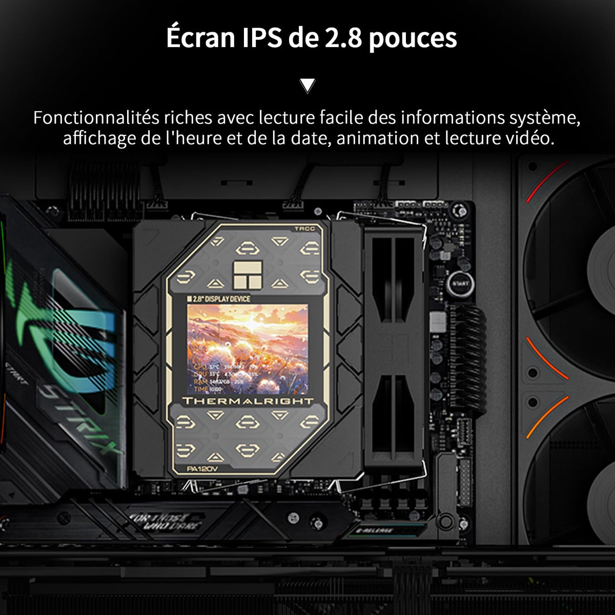 Thermalright Peerless Assassin 120 Vision ARGB svart CPU-kylare, PC-kylning med 6 värmerör, 2,8-tums magnetisk skärm (320 x 240 upplösning), för AMD AM4/AM5 och Intel LGA1700/1851