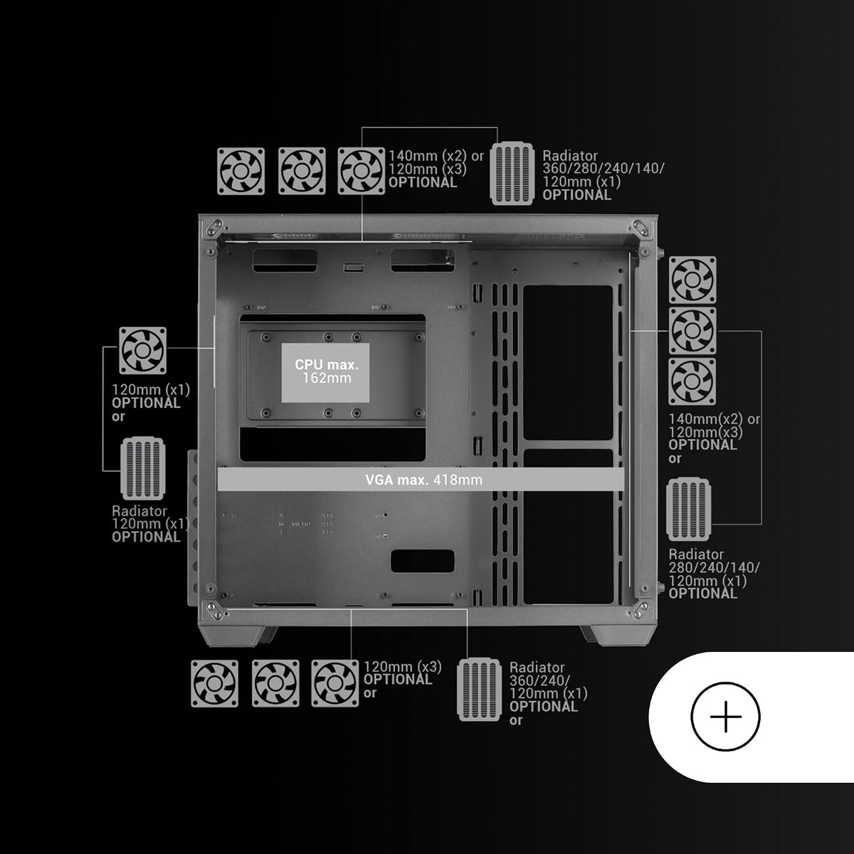 Mars Gaming MC-S1 svart, kompakt Micro-ATX Gaming PC-hölje, ARGB belysning 12 lägen, FRGB-fläkt, Full Side Window, MCS1