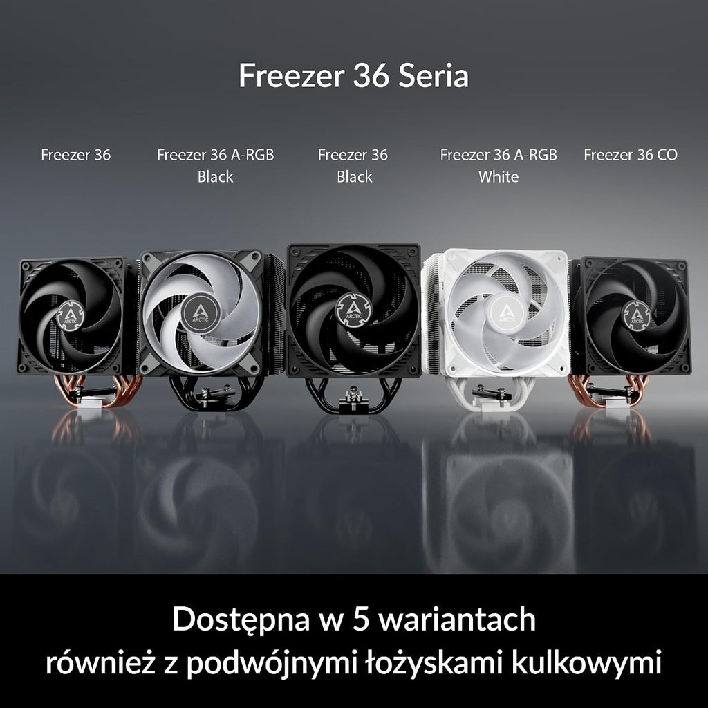 ARCTIC Freezer 36 A-RGB - Vit - Single-tower CPU-kylare med push-pull, två tryckoptimerade 120 mm P-fläktar och ARGB-belysning, fluiddynamiskt lager