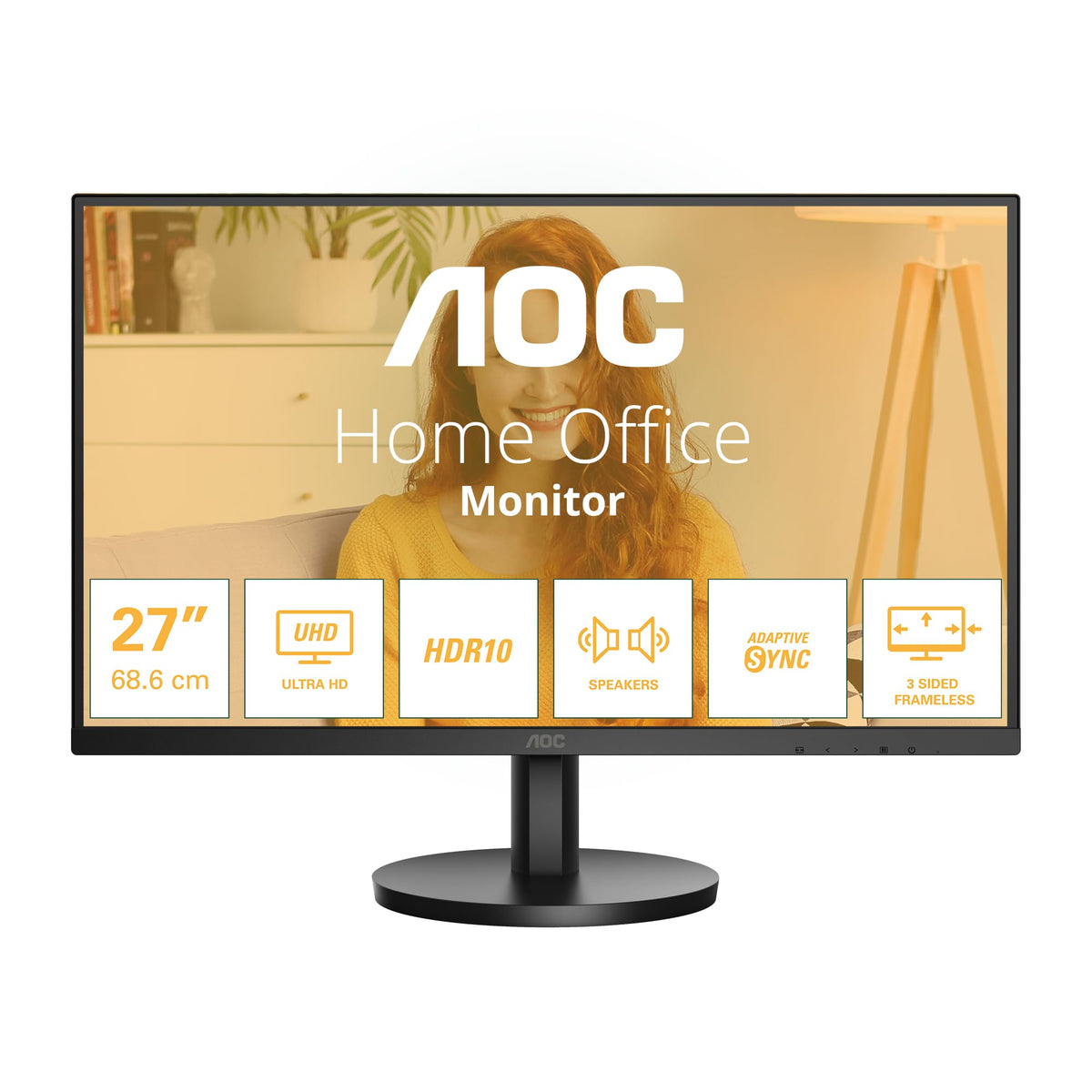 AOC 27B3HA2 - 27 Inch FHD Monitor, 100Hz, IPS, 1ms, FlickerFree, Speakers, 3 sided Frameless, LowBlue Light (1920 x 1080, 250 cd/m2, HDMI 2.0 / DP 1.4)