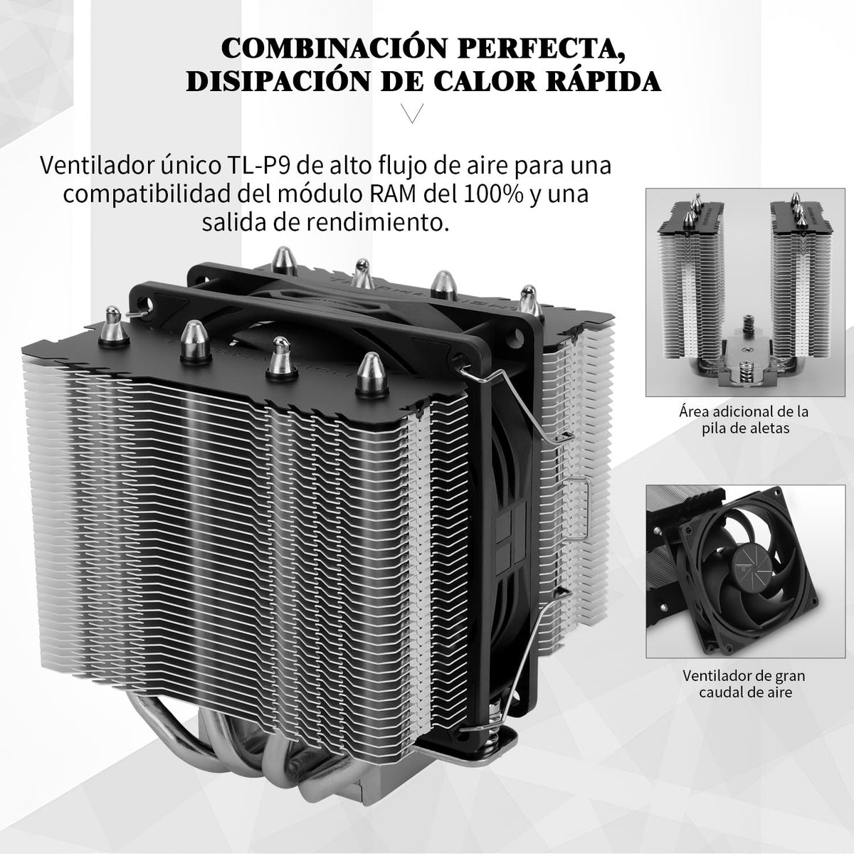 TR Peerless Assassin 90 SE Dual-Tower CPU Cooler, med kylfläns i aluminium, högpresterande kylare med 4 värmerör för PC, Intel 1700/115X/1200/1851; AMD:AM4/AM5 110 mm hög.