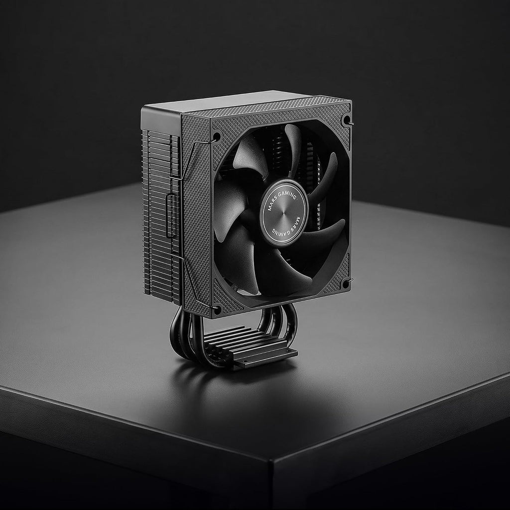 Mars Gaming MCPU-XPRO, CPU-Kylare 190W TDP, 3x HCT Heatpipes, Aluminiumkylfläns, 90mm FDB PWM-Fläkt, Kompakt Full Svart Design, Kompatibel med Intel och AMD-Socklar, Svart