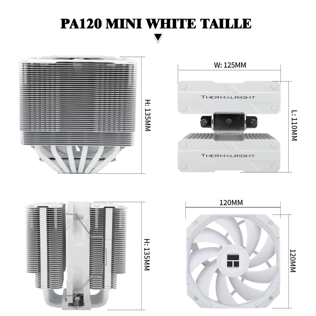 TR Peerless Assassin 120 Mini, vita, 6 värmerör, PC-kylning, Dual-Tower, kylning av datorprocessorn för AMD: AM4 AM5/Intel LGA 1700/1851/115X/1200/2011