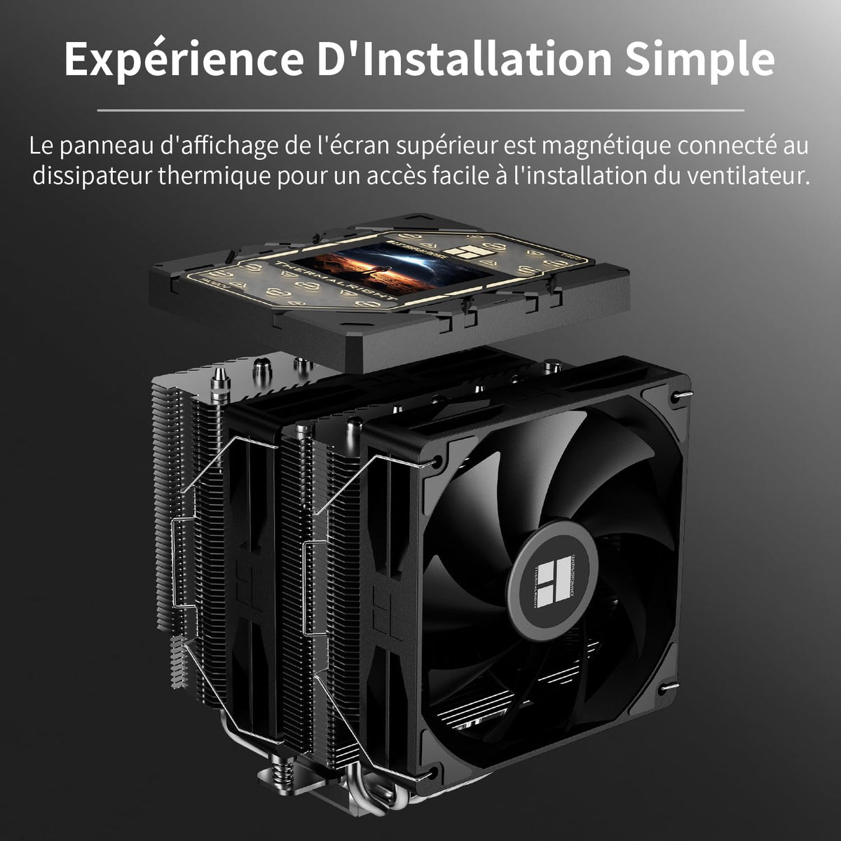 Thermalright Peerless Assassin 120 Vision ARGB svart CPU-kylare, PC-kylning med 6 värmerör, 2,8-tums magnetisk skärm (320 x 240 upplösning), för AMD AM4/AM5 och Intel LGA1700/1851