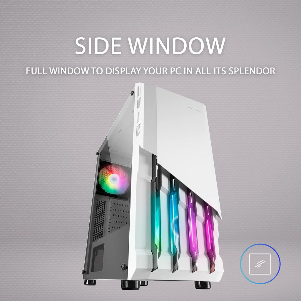 Mars Gaming MC-S1 svart, kompakt Micro-ATX Gaming PC-hölje, ARGB belysning 12 lägen, FRGB-fläkt, Full Side Window, MCS1