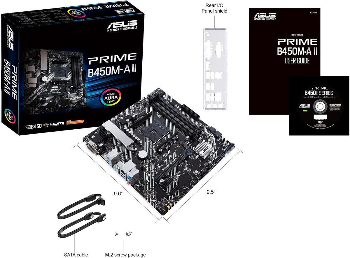Asus TUF Gaming B450-Plus II moderkortsbas AM4 (ATX, AMD Ryzen, DDR4-minne, M.2, USB 3.1 Gen1+ Gen2, Aura Sync, Ai brusreducerande mikrofon)