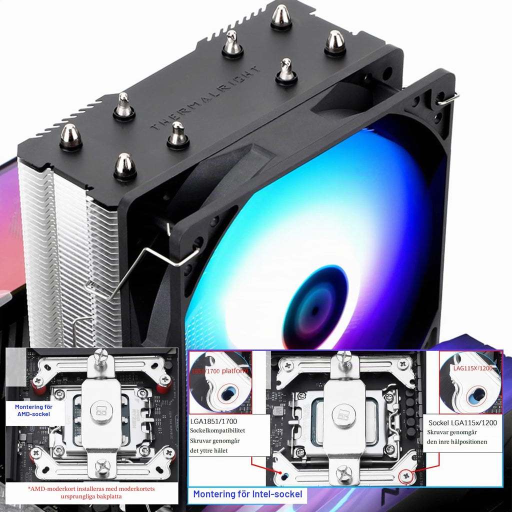 TR-Thermalright Assassin X 120R SE CPU-kylare - 4 värmerör, 120 mm tyst fläkt, för AMD AM4/AM5, Intel LGA1851/1700/115x/1200, PC-kylare