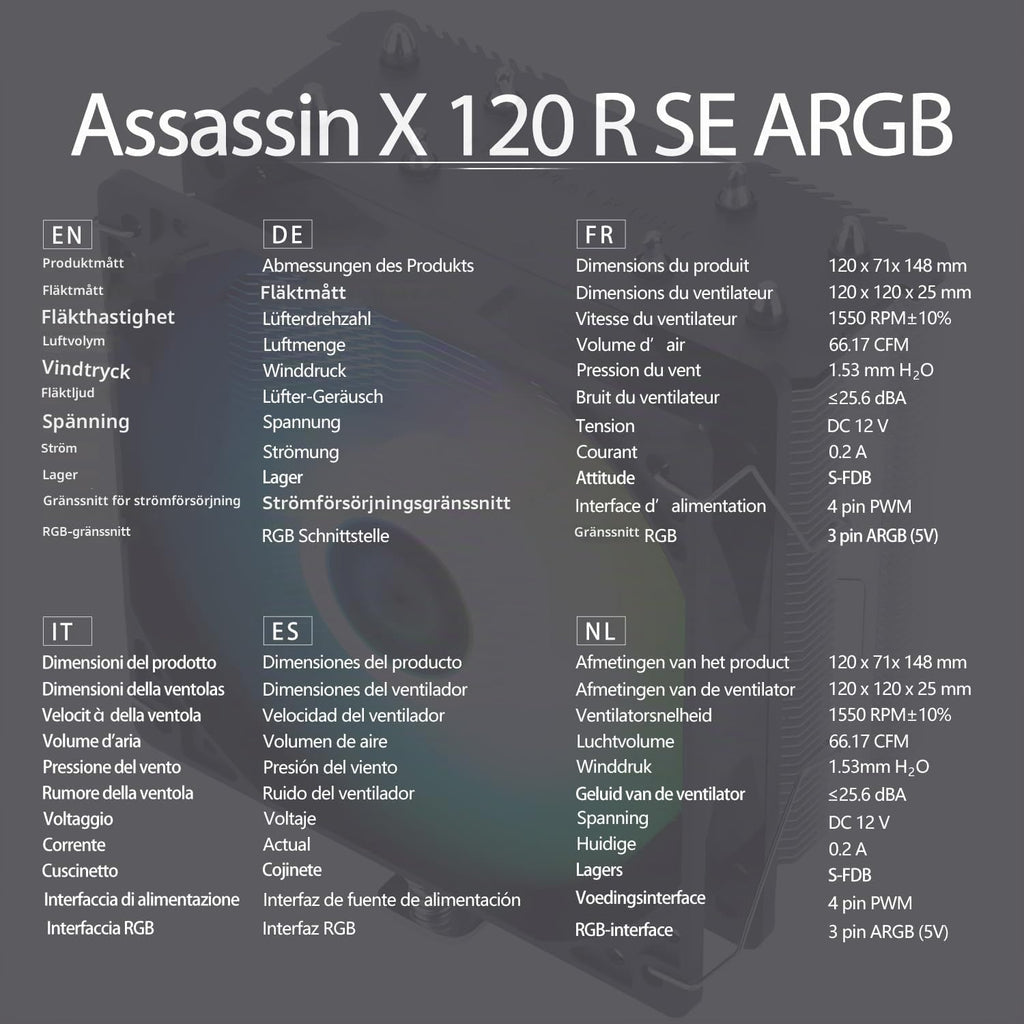 TR-Thermalright Assassin X 120R SE CPU-kylare - 4 värmerör, 120 mm tyst fläkt, för AMD AM4/AM5, Intel LGA1851/1700/115x/1200, PC-kylare