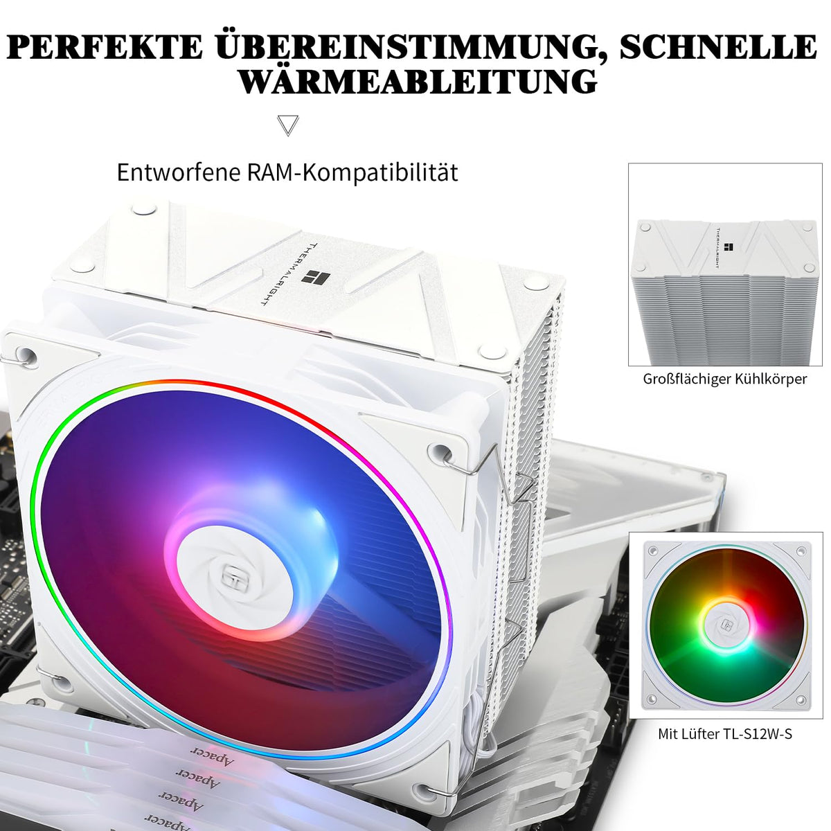 Thermalright Assassin Spirit 120 EVO ARGB AGHP PWN 4:e generationens CPU-kylare tyst CPU-kylare kompatibel med AM4/AM5/Intel Iga 1700/1851/1150/1151/1200, svart