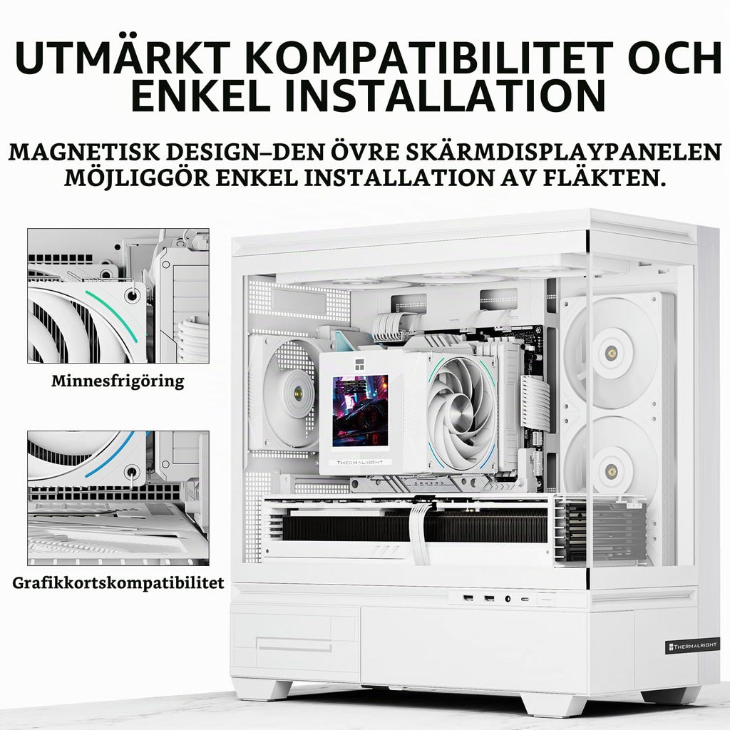 Thermalright Phantom Spirit 120 Vision EVO CPU-kylare, PC-kylflänskylare 7 värmerör, 3,95 tums magnetisk skärm med 480 x 480-upplösning, för AM4/AM5 och Intel LGA1700/1851/115 x