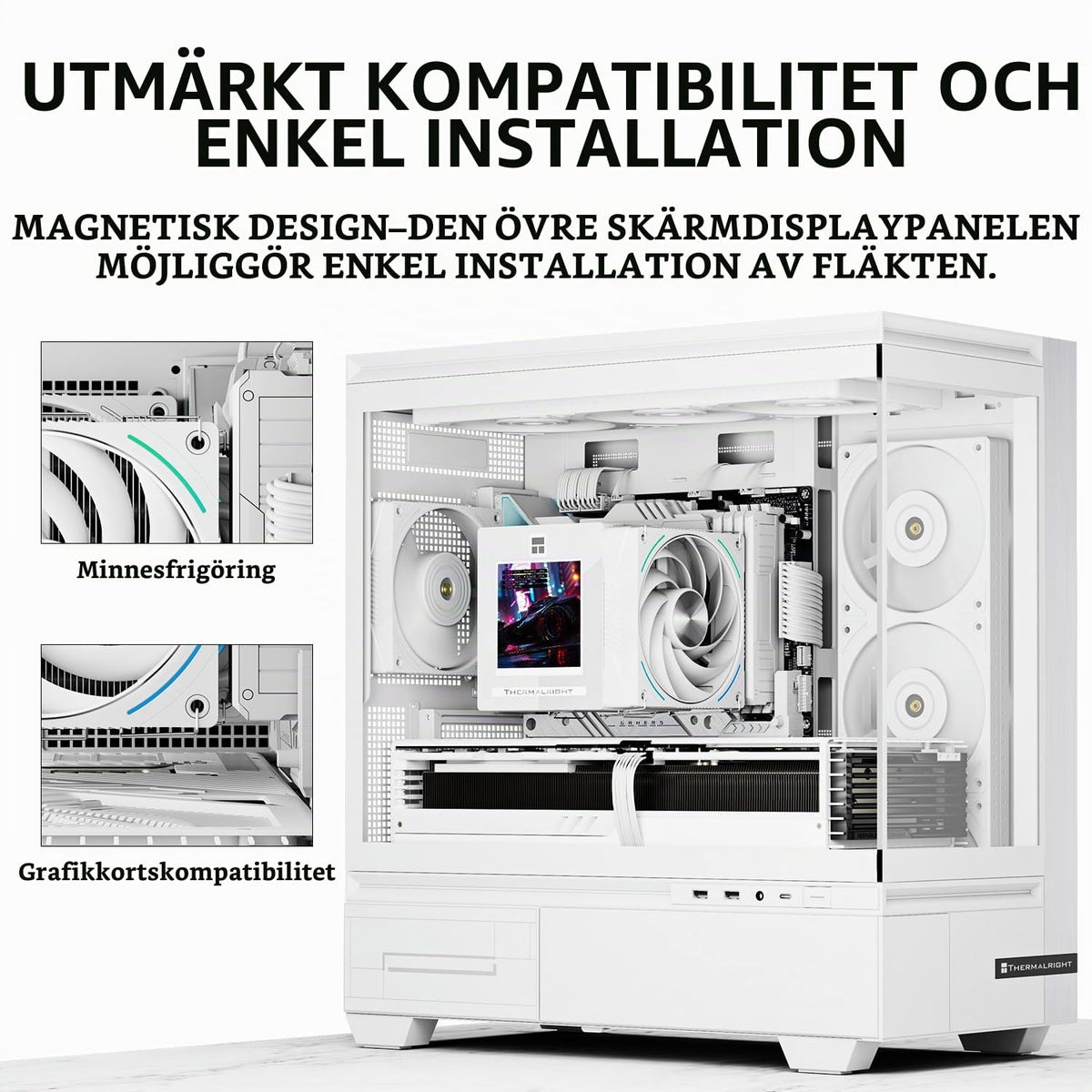 Thermalright Phantom Spirit 120 Vision EVO CPU-kylare, PC-kylflänskylare 7 värmerör, 3,95 tums magnetisk skärm med 480 x 480-upplösning, för AM4/AM5 och Intel LGA1700/1851/115 x