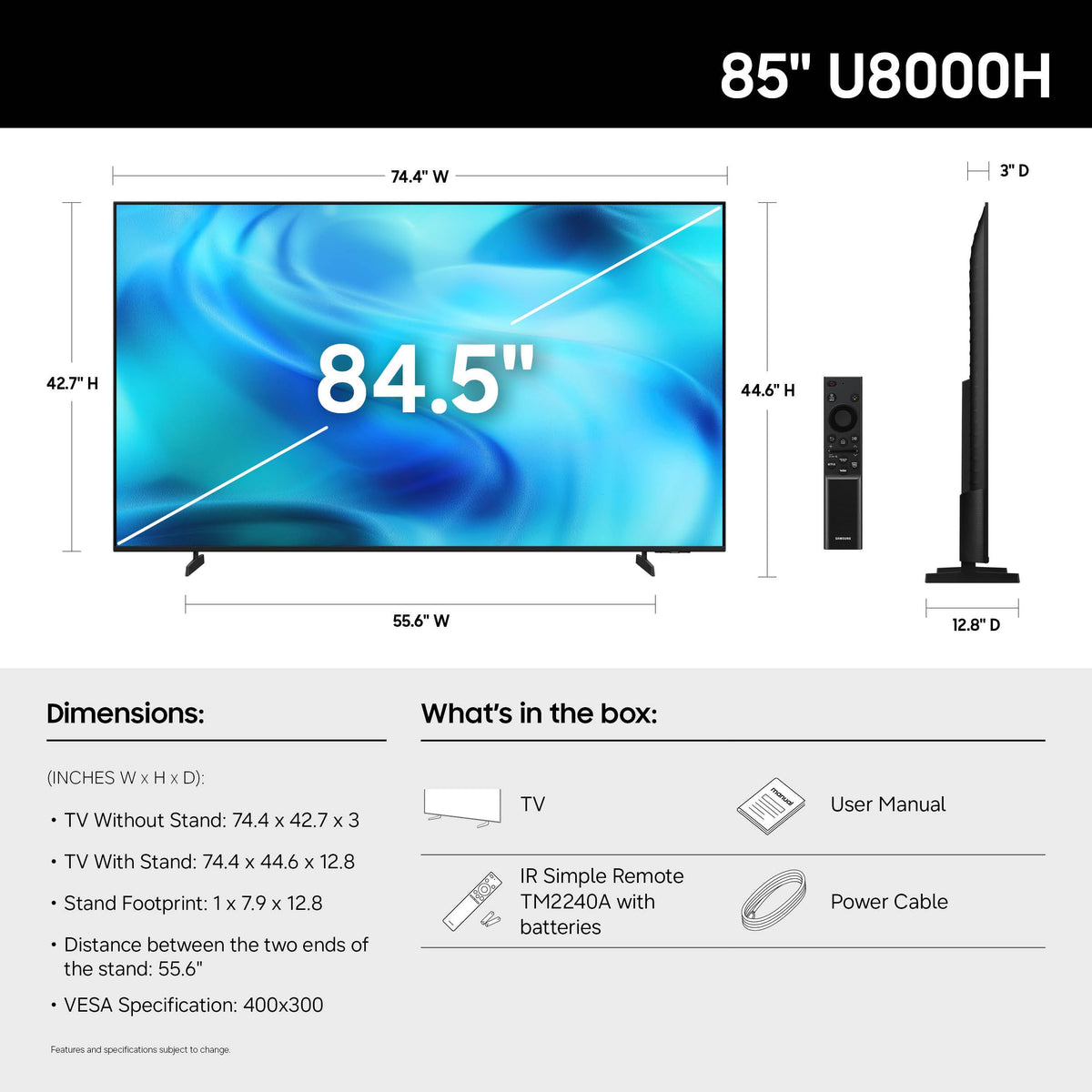 Samsung 65-Inch Class Crystal UHD U8000H Series Samsung Vision AI Smart TV (2026 Model, 65U8000H) Processor 4K, Endless Free Content, Motion Xcelerator, Color Booster, Alexa Built-in