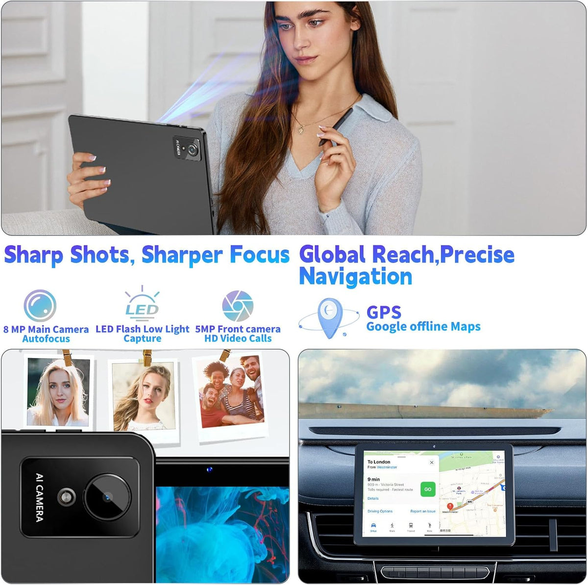 Tablet 10 tums Android 15 med 18 GB RAM 128 G ROM, Octa-Core