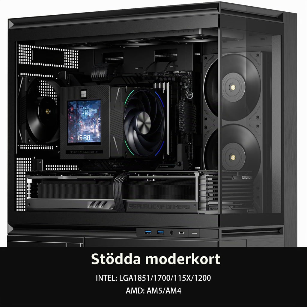 Thermalright Phantom Spirit 120 Vision EVO CPU-kylare, PC-kylflänskylare 7 värmerör, 3,95 tums magnetisk skärm med 480 x 480-upplösning, för AM4/AM5 och Intel LGA1700/1851/115 x
