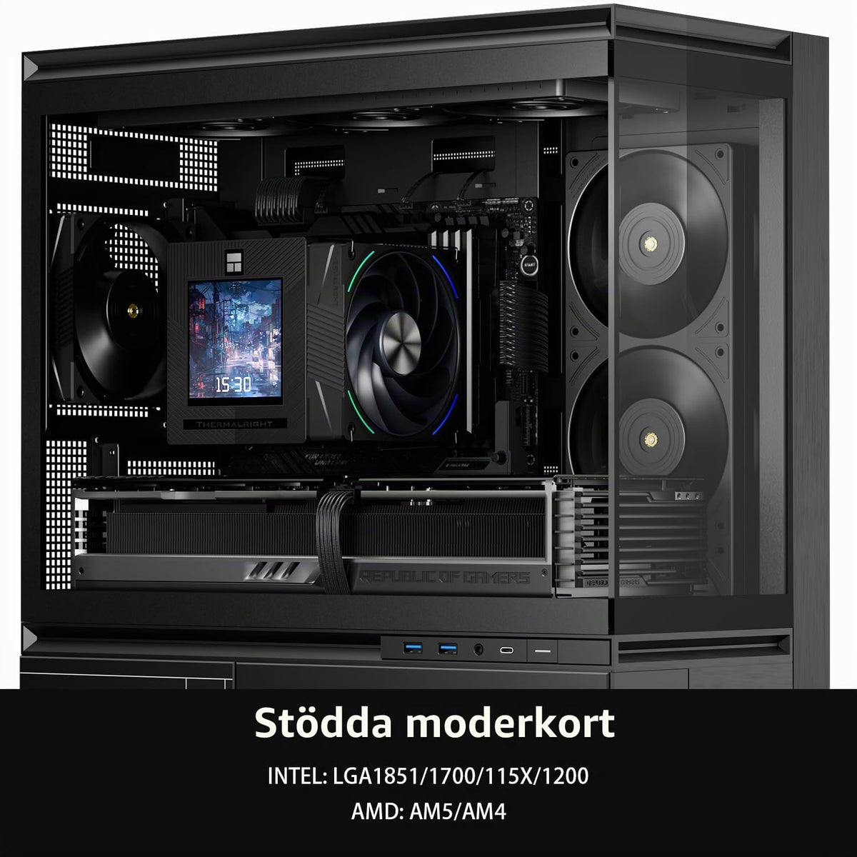 Thermalright Phantom Spirit 120 Vision EVO CPU-kylare, PC-kylflänskylare 7 värmerör, 3,95 tums magnetisk skärm med 480 x 480-upplösning, för AM4/AM5 och Intel LGA1700/1851/115 x
