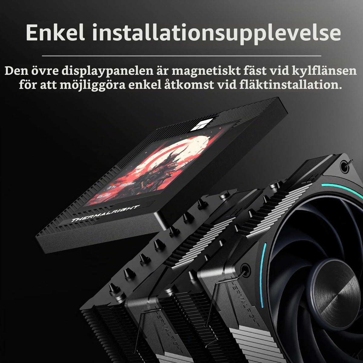 Thermalright Phantom Spirit 120 Vision EVO CPU-kylare, PC-kylflänskylare 7 värmerör, 3,95 tums magnetisk skärm med 480 x 480-upplösning, för AM4/AM5 och Intel LGA1700/1851/115 x
