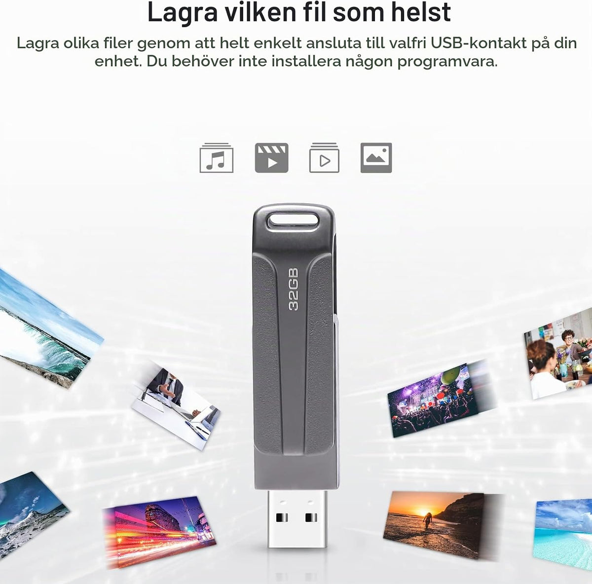 128 GB 2-i-1 USB-minne 128 GB typ-C Pendrive 128GO USB C Flash Drive 128 Giga 2-i-1 OTG Pen 128GO för PC/surfplatta/Laptop/Smartphone med typ C, Xiaomi/Huawei (silver)