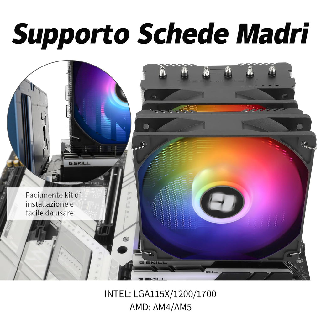 TR Peerless Assassin 120 SE svart, 6 värmerör, 2 x 155 mm, hög kylning PWM TL-C12C för AM4/AM5 och Intel LGA 1851/1700/1150/1151/1200 (svart, PA120SE)