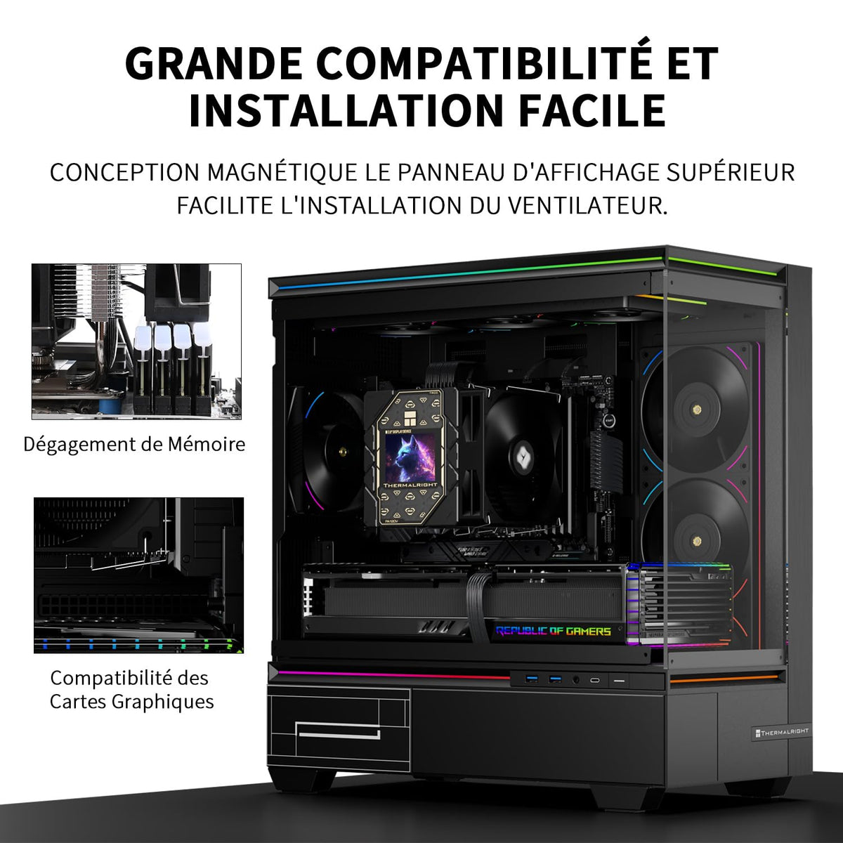 Thermalright Peerless Assassin 120 Vision ARGB svart CPU-kylare, PC-kylning med 6 värmerör, 2,8-tums magnetisk skärm (320 x 240 upplösning), för AMD AM4/AM5 och Intel LGA1700/1851