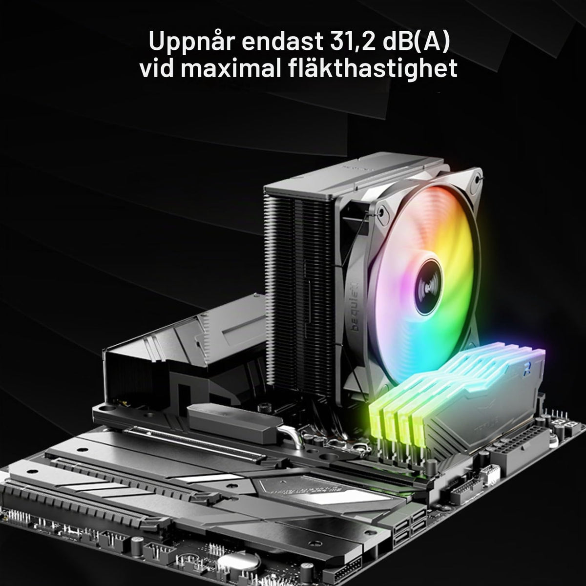 be quiet! Pure Rock 3 Black luftkylare, mycket hög kylprestanda, 4 högpresterande heatpipes med HDT-teknik, optimerad Pure Wings 3 120 mm PWM-fläkt, förinstallerad monteringsbrygga