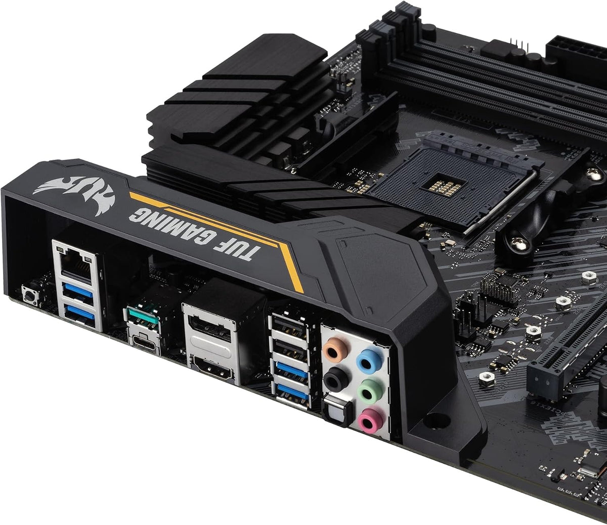 Asus TUF Gaming B450-Plus II moderkortsbas AM4 (ATX, AMD Ryzen, DDR4-minne, M.2, USB 3.1 Gen1+ Gen2, Aura Sync, Ai brusreducerande mikrofon)