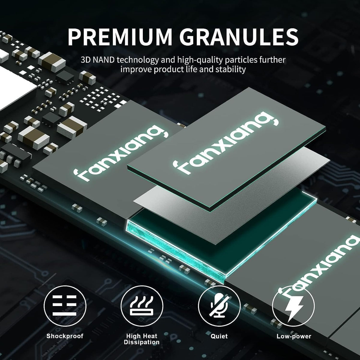 fanxiang 256GB NVMe SSD M.2 PCIe Gen3x4 2280 Intern Solid State Drive, Upp till 2800MB/s, SLC Cache 3D NAND TLC, Graphene Cooling Sticker-S500Pro